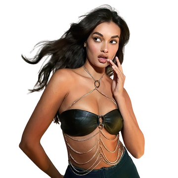 Women's Shiny Chain Sexy Vest / Female Round Buckle Clubwear Bra - EVE's SECRETS
